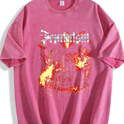 Feminism Dragon Castle Vintage Washed T-Shirt in Red