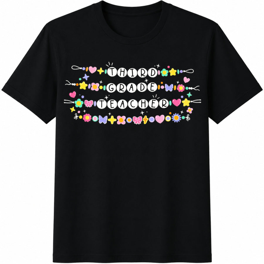 Third Grade Teacher Cotton T-Shirt in Black