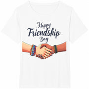 Happy Friendship Day Handshake Cotton T-Shirt in White