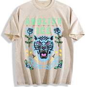 Abolish ICE – Satirical Political vintage washed oversized T-shirt in Beige