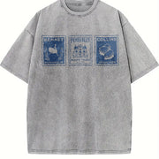 Jane Austen Pride and Prejudice Postage Stamp Bookish Book Vintage Washed T-Shirt in Gray