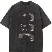 Ponyo Studio Ghibli Anime vintage washed oversized T-shirt in Black