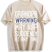 Grandpa Father's Day Papa Vintage Washed T-Shirt in Beige