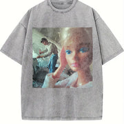 Glam Doll Selfie at the Doctor Vintage Washed T-Shirt in Gray