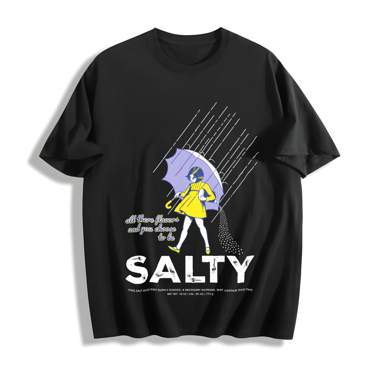 Premium Salty Sprinkle Cotton T-Shirt in Black