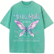 Little Osha Butterfly Quicksilver Callie Hart vintage washed oversized T-shirt in Blue