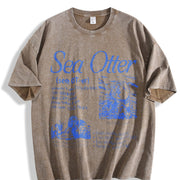 Sea Otter 90s Retro Animal Facts Info Vintage Washed T-Shirt in Brown