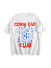 Corgi Dad Club Cotton T-Shirt in White