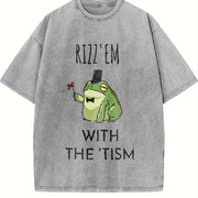 Rizz Em with the Tism Vintage Washed T-Shirt in Gray