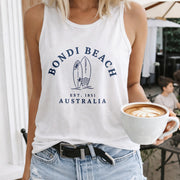 Bondi Beach Australia Women's Color Cotton Tank Top in White