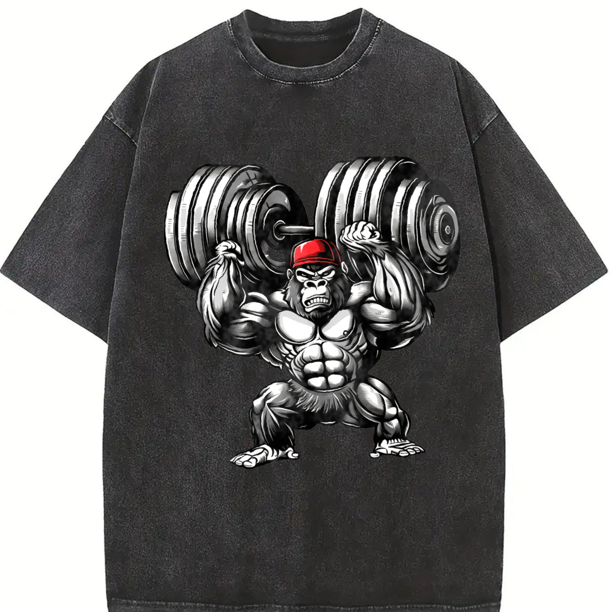 Gorilla Dumbbells Vintage Washed T-Shirt in Black