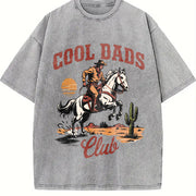 Popular Retro Dads Club Vintage Washed T-Shirt in Gray