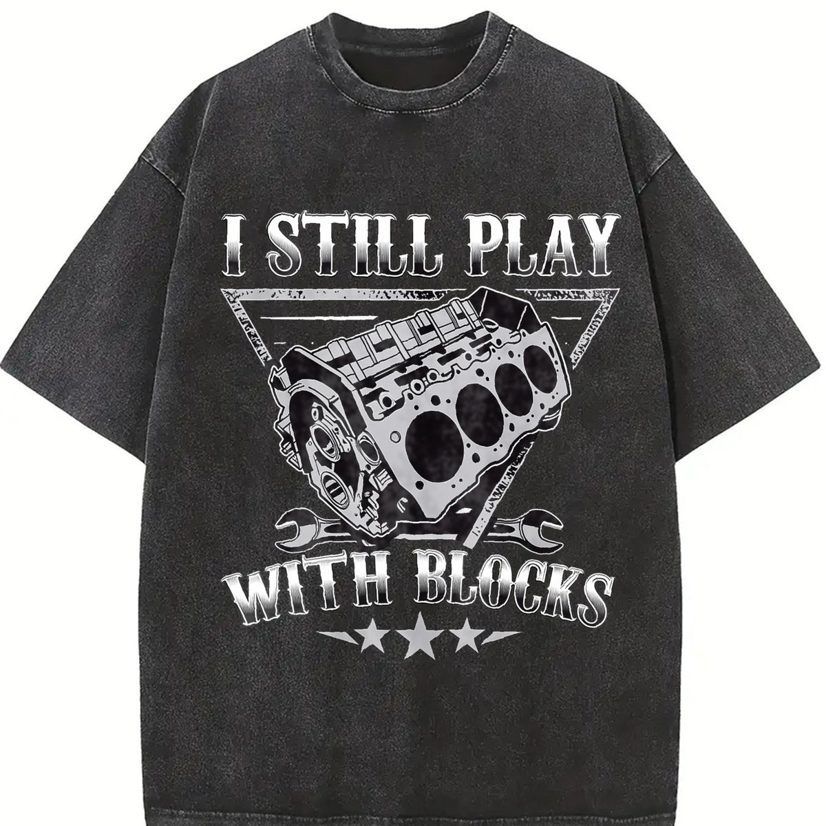 I Still Play with Blocks Vintage Washed T-Shirt in Black