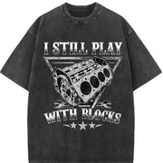 I Still Play with Blocks Vintage Washed T-Shirt in Black