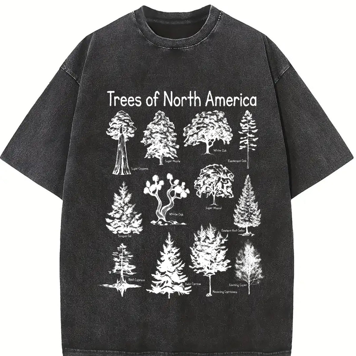 Trees of North America Vintage Washed T-Shirt in Black