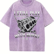 I Still Play with Blocks Vintage Washed T-Shirt in Purple