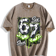 Six Seven Soccer Vintage Washed T-Shirt in Brown