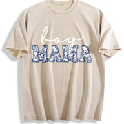 Toile Boy Mama New Mom Pregnancy Announcement Vintage Washed T-Shirt in Beige