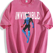 Black Invincible Mark Grayson Vintage Washed T-Shirt in Red