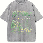 Greetings from Blunder Be Wary Be Clever Be Good Vintage Washed T-Shirt in Gray