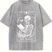 The Reader Tarot Card Vintage Washed T-Shirt in Gray