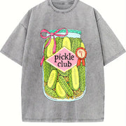 Pickle Club Pickle Lover Retro Foodie Vintage Washed T-Shirt in Gray