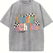 Wild Child Vintage Washed T-Shirt in Gray