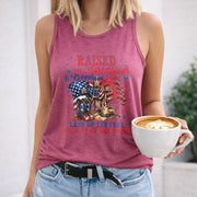Raised on Dirt Road and Freedom Png Women's Color Cotton Tank Top in Red