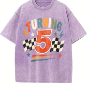 Turning Age Birthday Vintage Washed T-Shirt in Purple
