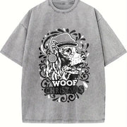 Black Loose Vintage Washed T-Shirt in Gray