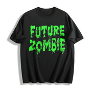 Future Zombie Spooky Slimey Undead Zombies for Ladies Cute Cotton T-Shirt in Black