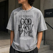 Jesus Is King Christian Collage Vintage Washed T-Shirt in Gray