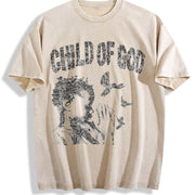 Child of God Praying Dove Sleeveless Tank Vintage Washed T-Shirt in Beige