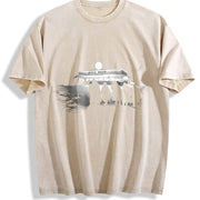 Short-sleeved Moisture-wicking and Sweat-absorbing Vintage Washed T-Shirt in Beige