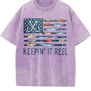 Keepin' It Reel Flag Vintage Washed T-Shirt in Purple