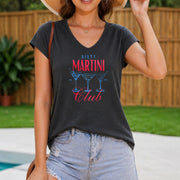 Dirty Martini Club Cocktail Crisscross V-neck Sleeveless Women's Color Cotton Tank Top in Gray