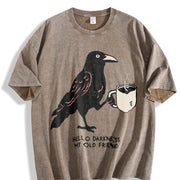 Hello Darkness My Old Friend Vintage Washed T-Shirt in Brown