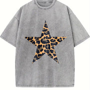 Five-Pointed Star vintage washed oversized T-shirt in Gray