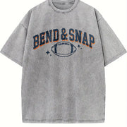 Retro Football Bend and Snap Football Sports Season Vintage Washed T-Shirt in Gray