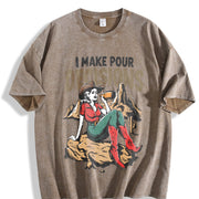 Retro I Make Pour Decisions Meme Vintage Washed T-Shirt in Brown