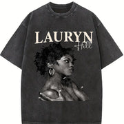 Lauryn Hill Portrait Tank Vintage Washed T-Shirt in Black