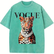 Leopard Vintage Washed T-Shirt in Blue