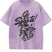 Retro Go Sports 90s Vintage Washed T-Shirt in Purple