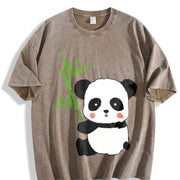 Panda Bear Panda Lover Vintage Washed T-Shirt in Brown