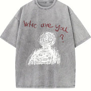 Who Are You Vintage Washed T-Shirt in Gray