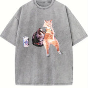 100 Pure with Retro Street Vintage Washed T-Shirt in Gray