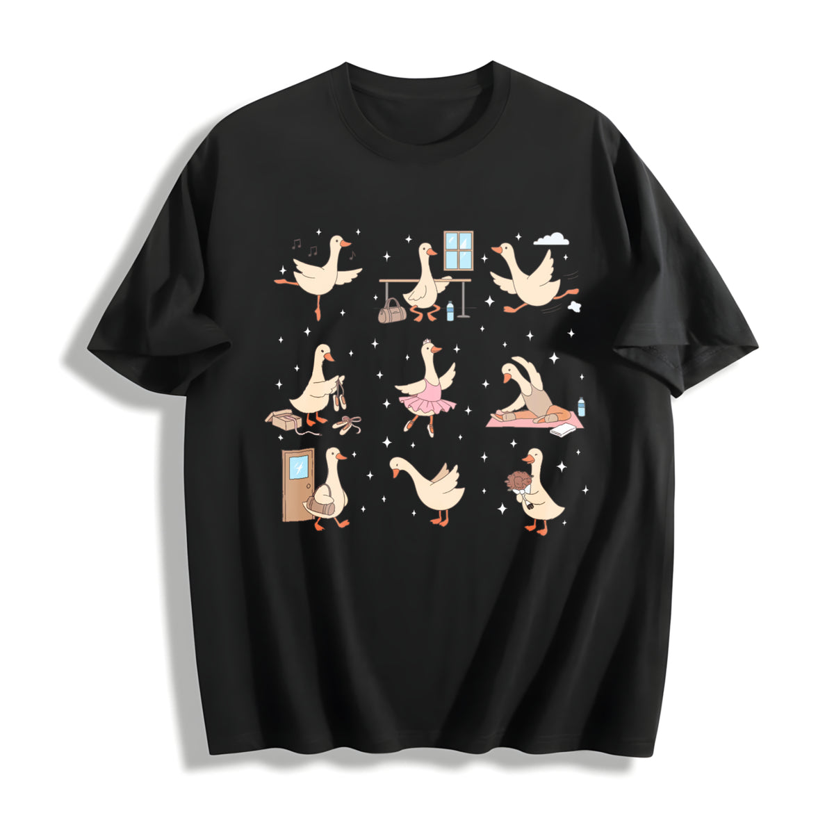 Silly Goose Ballet Cotton T-Shirt in Black