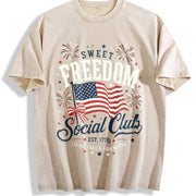 Sweet Freedom Social Club Vintage Washed T-Shirt in Beige