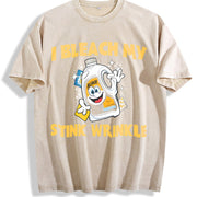 I Bleach My Stink Wrinkle vintage washed oversized T-shirt in Beige