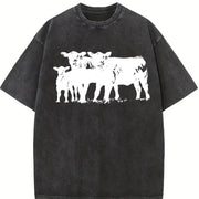 Cute Cow for Farmers Vintage Washed T-Shirt in Black